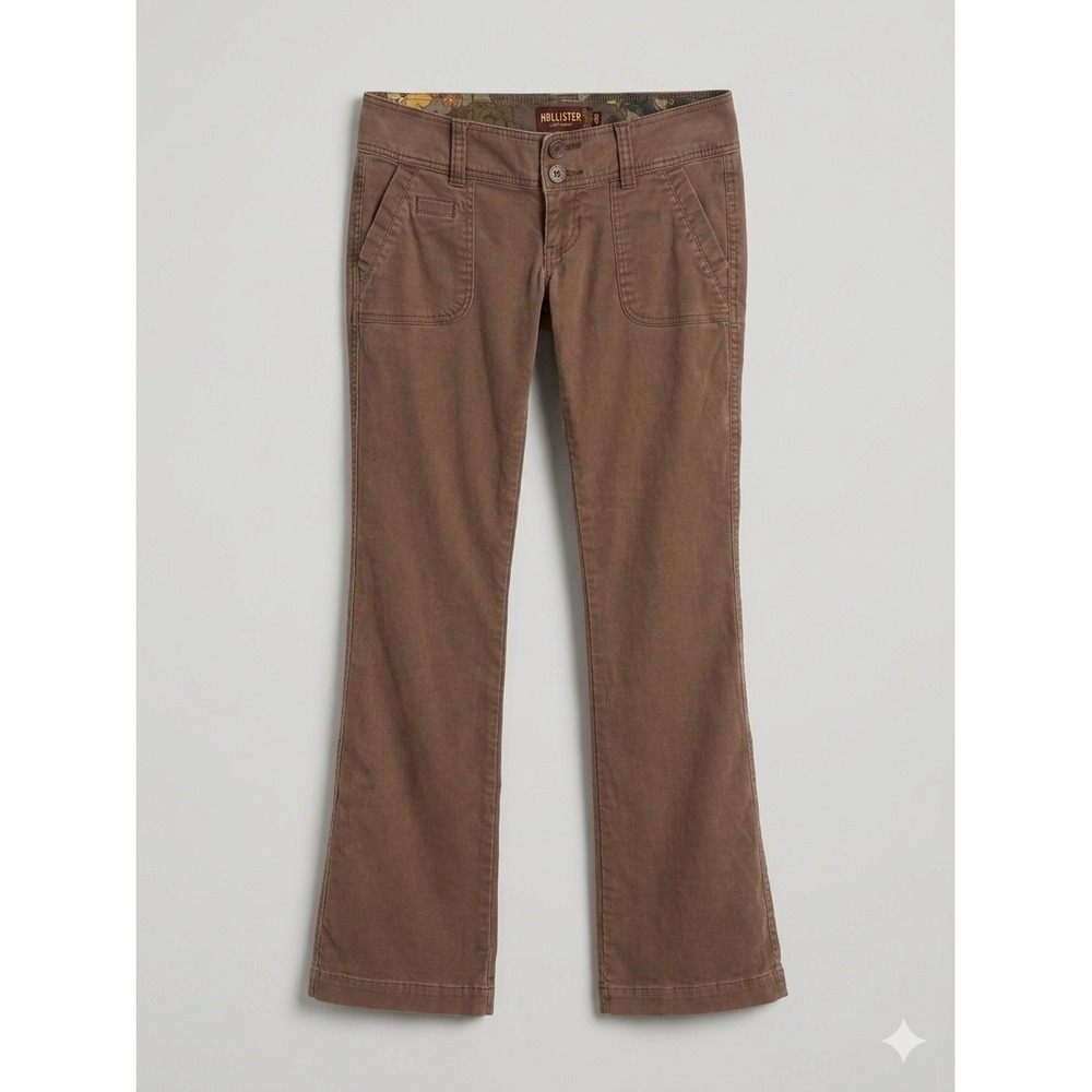 VTG Y2K Hollister Brown Low Rise Flare Pants 0R Flawed‎ Fairy Grunge Bella Hadid